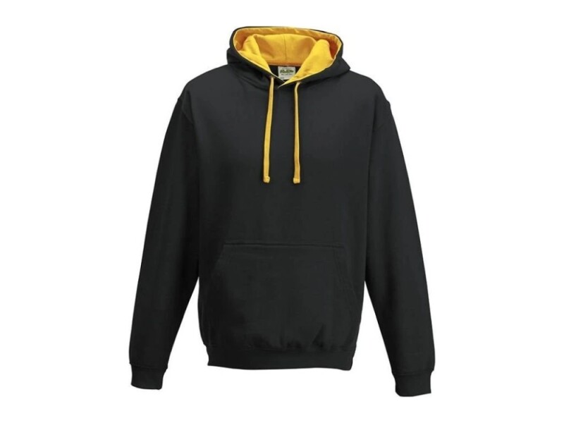 Unisex mikina s kapucí AWDIS VARSITY HOODIE, černá/tmavě růžová, velikost XXL