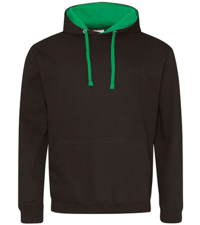 Unisex mikina s kapucí AWDIS VARSITY HOODIE, černá/zelená, velikost S