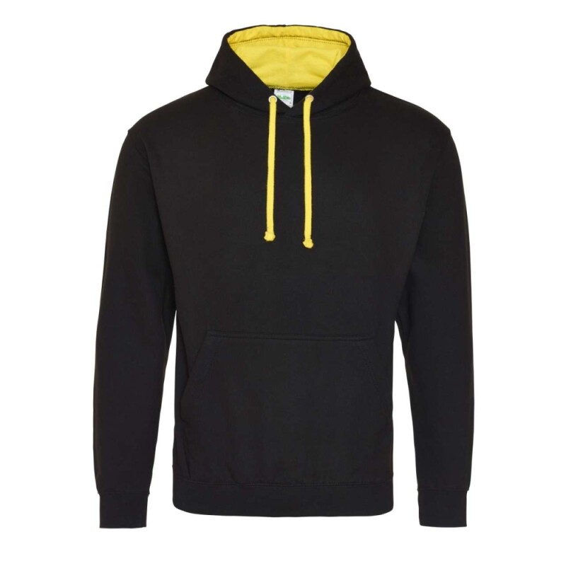 Unisex mikina s kapucí AWDIS VARSITY HOODIE, černá/žlutá, velikost M