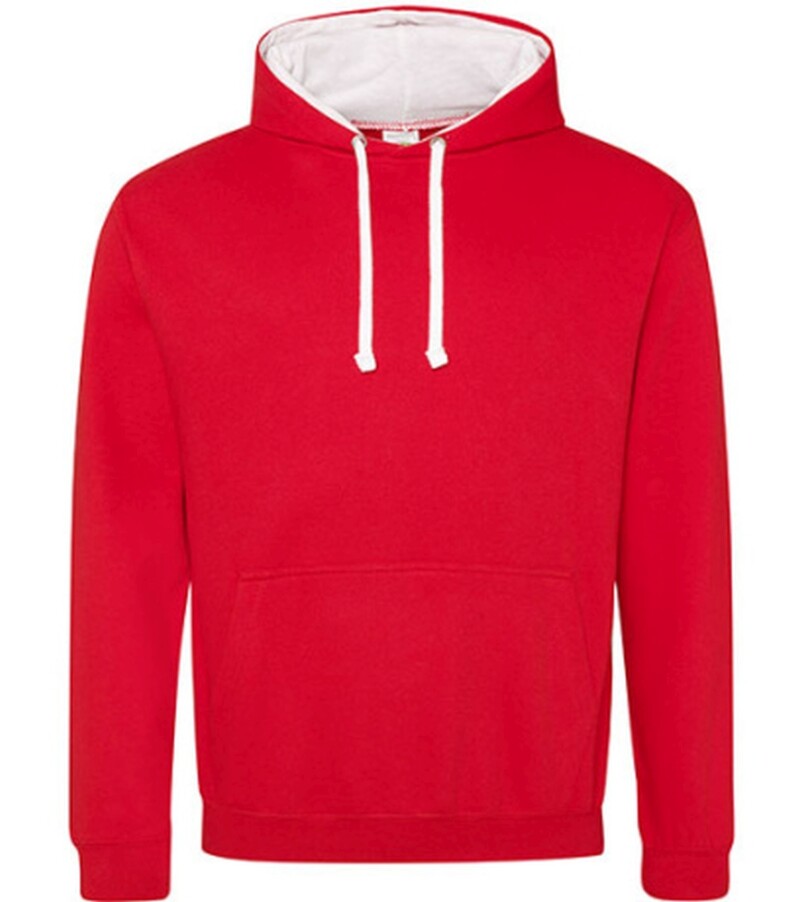 Unisex mikina s kapucí AWDIS VARSITY HOODIE, červená/bílá, velikost S