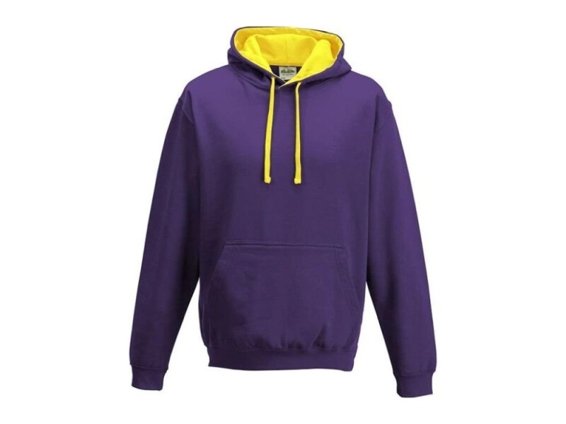 Unisex mikina s kapucí AWDIS VARSITY HOODIE, fialová/žlutá, velikost L