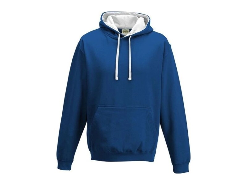 Unisex mikina s kapucí AWDIS VARSITY HOODIE, královská modrá/bílá, velikost S