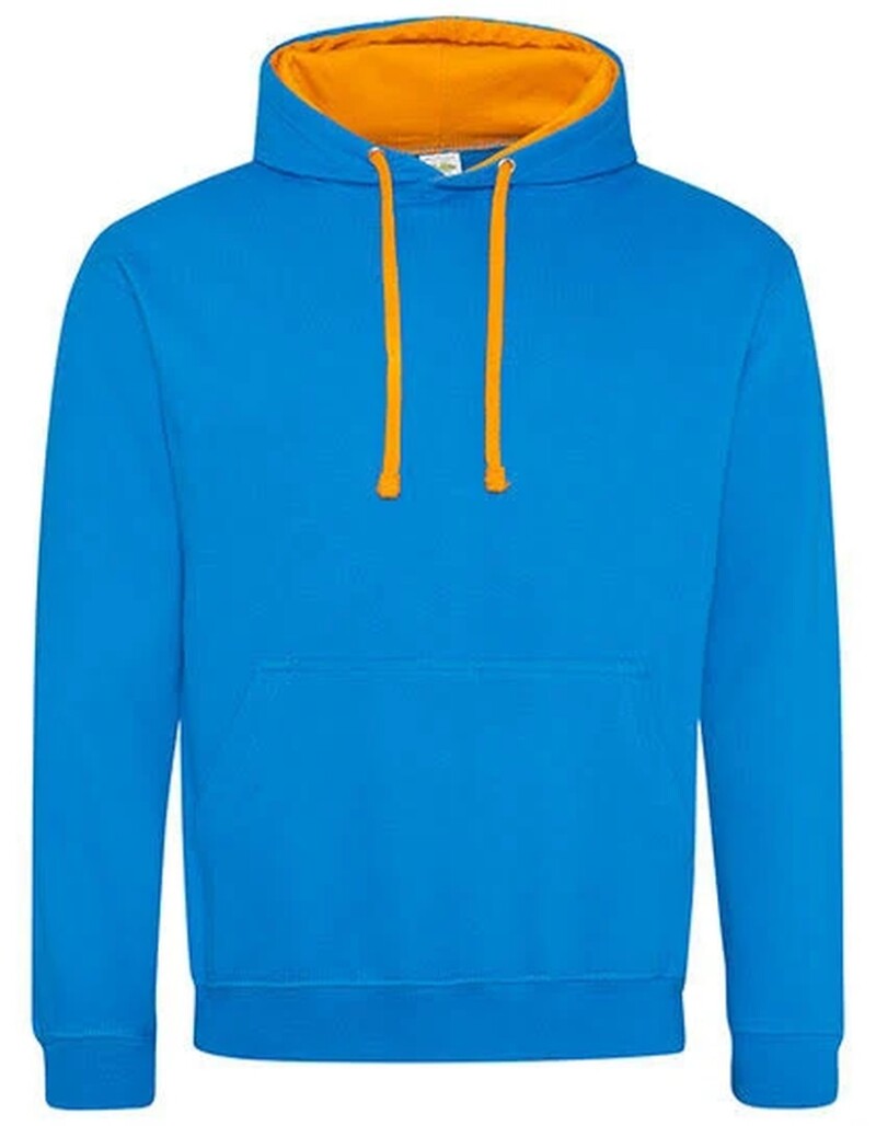 Unisex mikina s kapucí AWDIS VARSITY HOODIE, modrá/oranžová, velikost XL