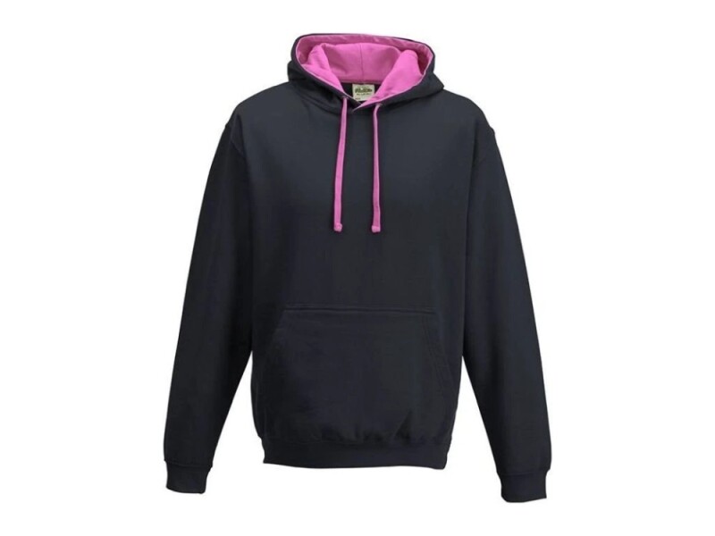 Unisex mikina s kapucí AWDIS VARSITY HOODIE, námořní modrá/růžová, velikost XXL
