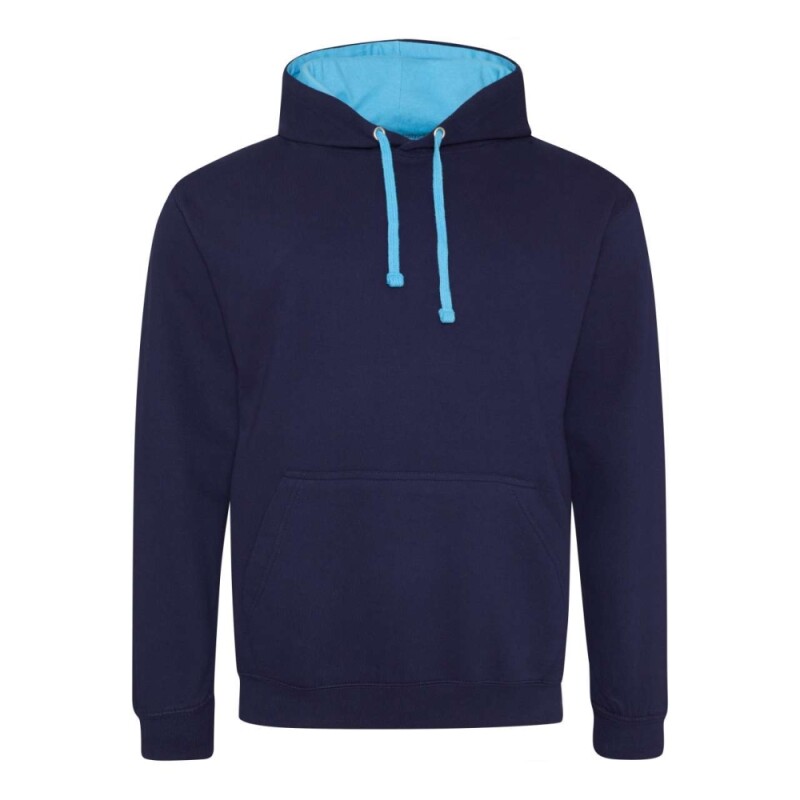 Unisex mikina s kapucí AWDIS VARSITY HOODIE, námořní modrá/světle modrá, velikost XL