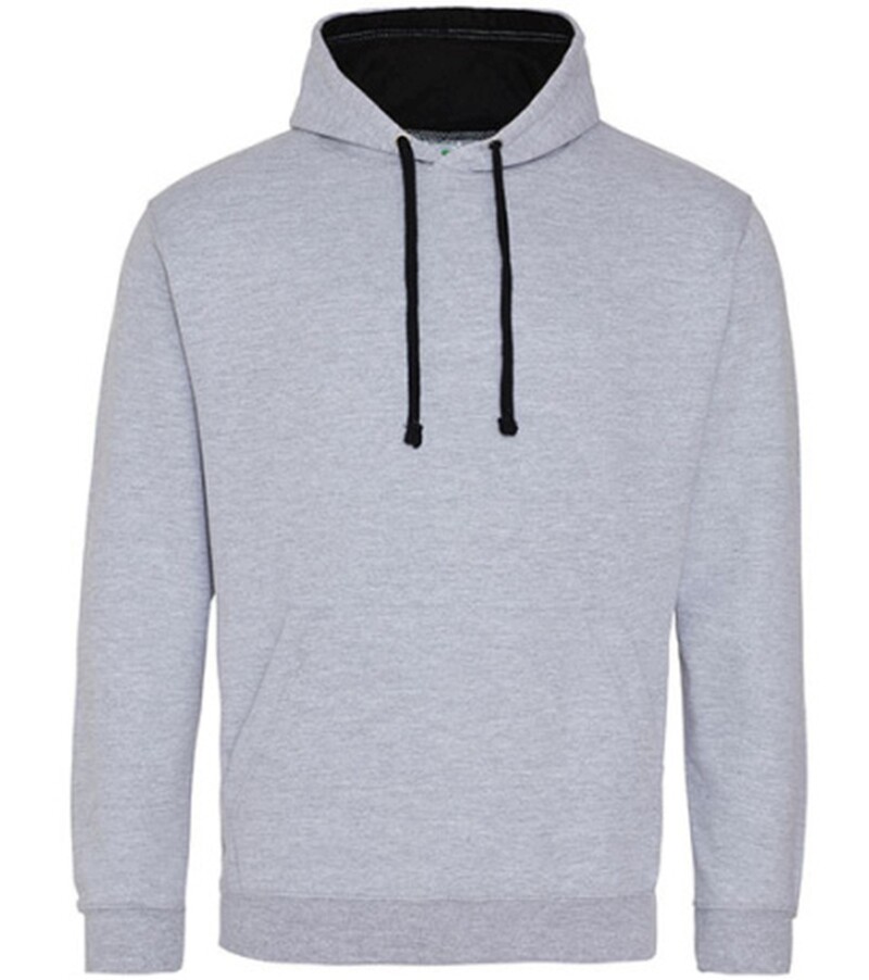 Unisex mikina s kapucí AWDIS VARSITY HOODIE, světle šedý melír/černá, velikost XXL