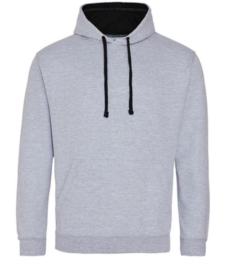 Unisex mikina s kapucí AWDIS VARSITY HOODIE, světle šedý melír/tmavě námořní, velikost L