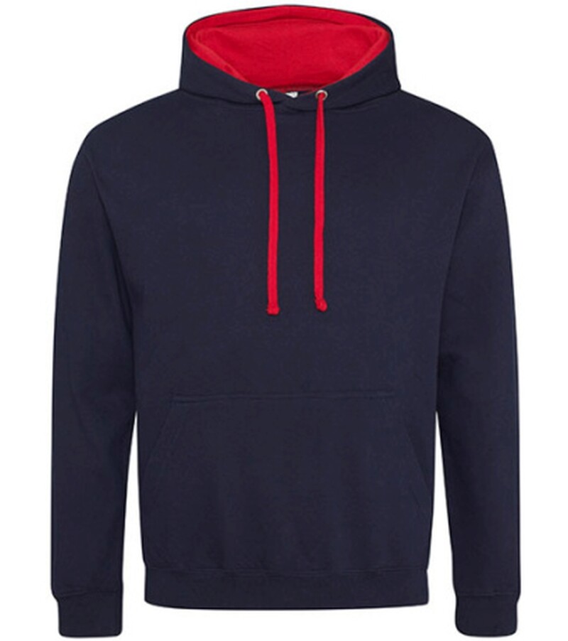 Unisex mikina s kapucí AWDIS VARSITY HOODIE, tmavě námořní modrá/červená, velikost 3XL
