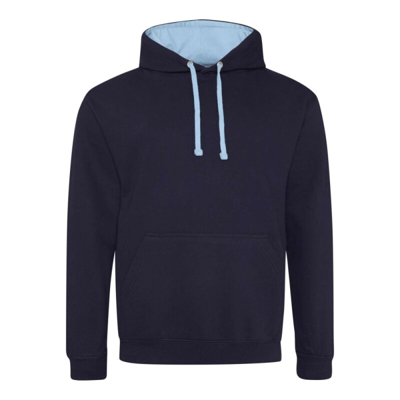 Unisex mikina s kapucí AWDIS VARSITY HOODIE, tmavě námořní modrá/jemně modrá, velikost XS