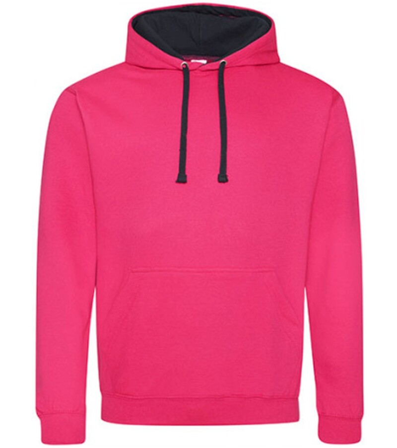 Unisex mikina s kapucí AWDIS VARSITY HOODIE, tmavě růžová/tmavě námořní modrá, velikost M
