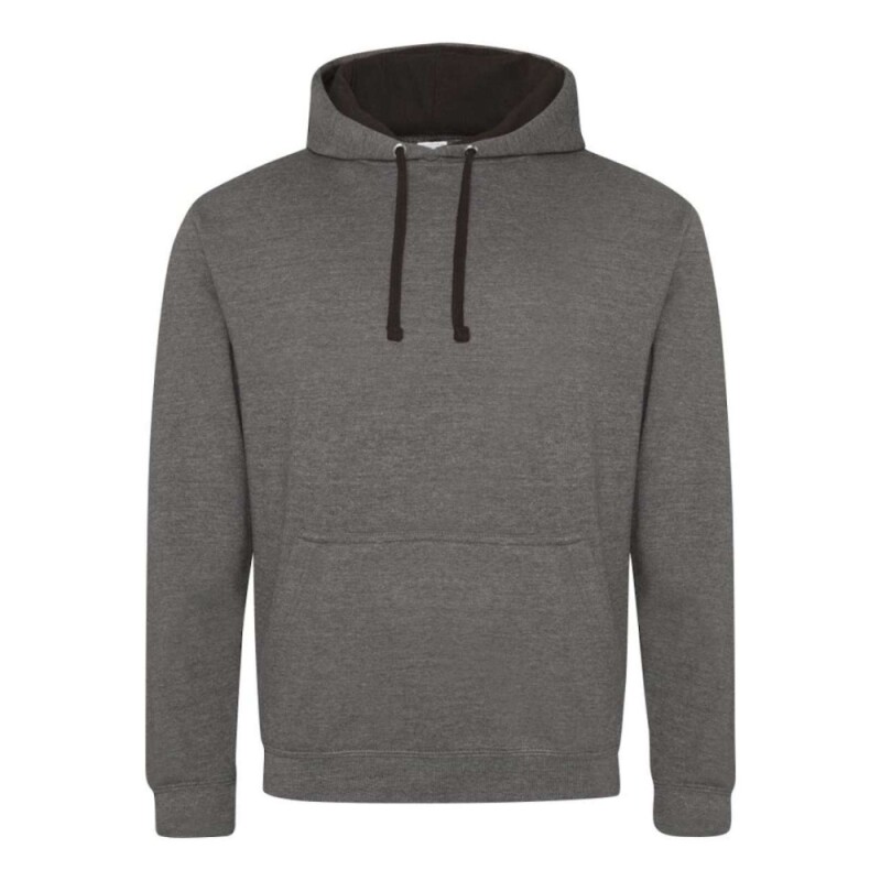 Unisex mikina s kapucí AWDIS VARSITY HOODIE, tmavě šedý melír/černá, velikost XXL