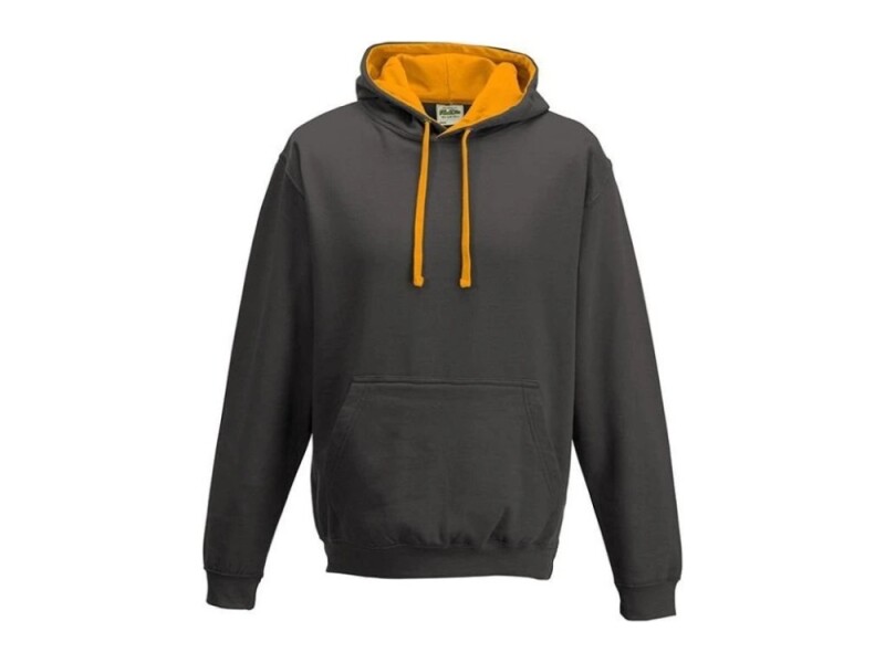 Unisex mikina s kapucí AWDIS VARSITY HOODIE, tmavě šedý melír/oranžová, velikost L