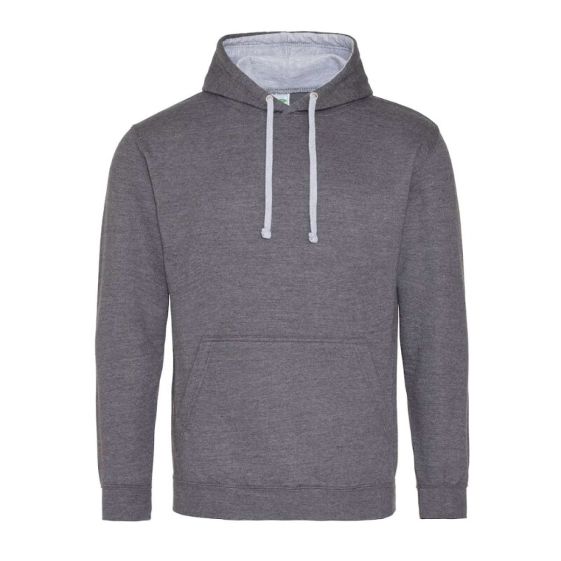 Unisex mikina s kapucí AWDIS VARSITY HOODIE, tmavě šedý melír/světle šedý melír, velikost S