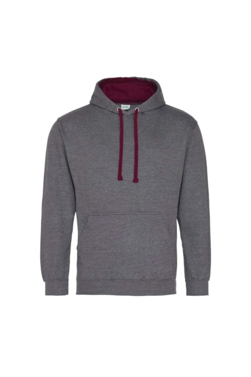 Unisex mikina s kapucí AWDIS VARSITY HOODIE, tmavě šedý melír/vínová, velikost M