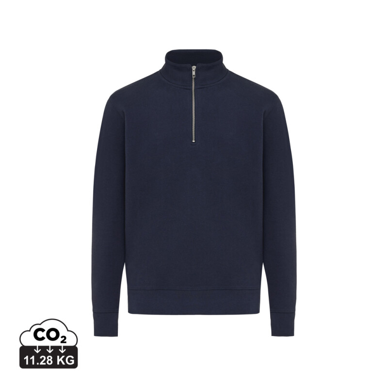 Unisex mikina se čtvrtečním zipem IQONIQ Elgon, velikost 5XL, námořní modrá