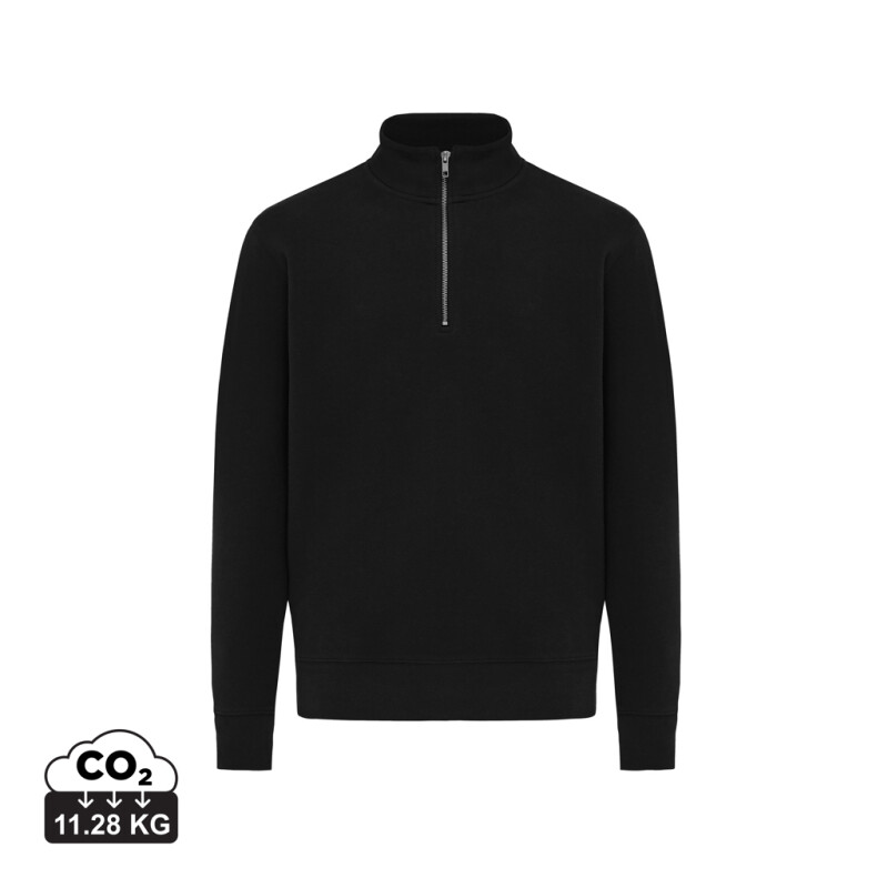 Unisex mikina se čtvrtečním zipem IQONIQ Elgon, velikost XL, černá