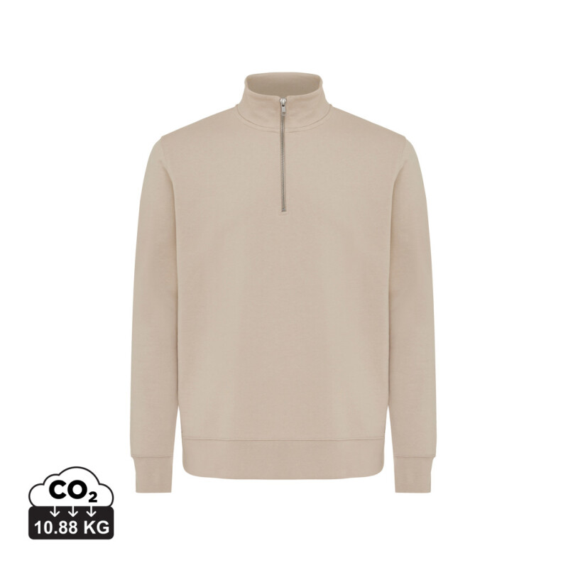Unisex mikina se čtvrtečním zipem IQONIQ Elgon, velikost XL, světle béžová