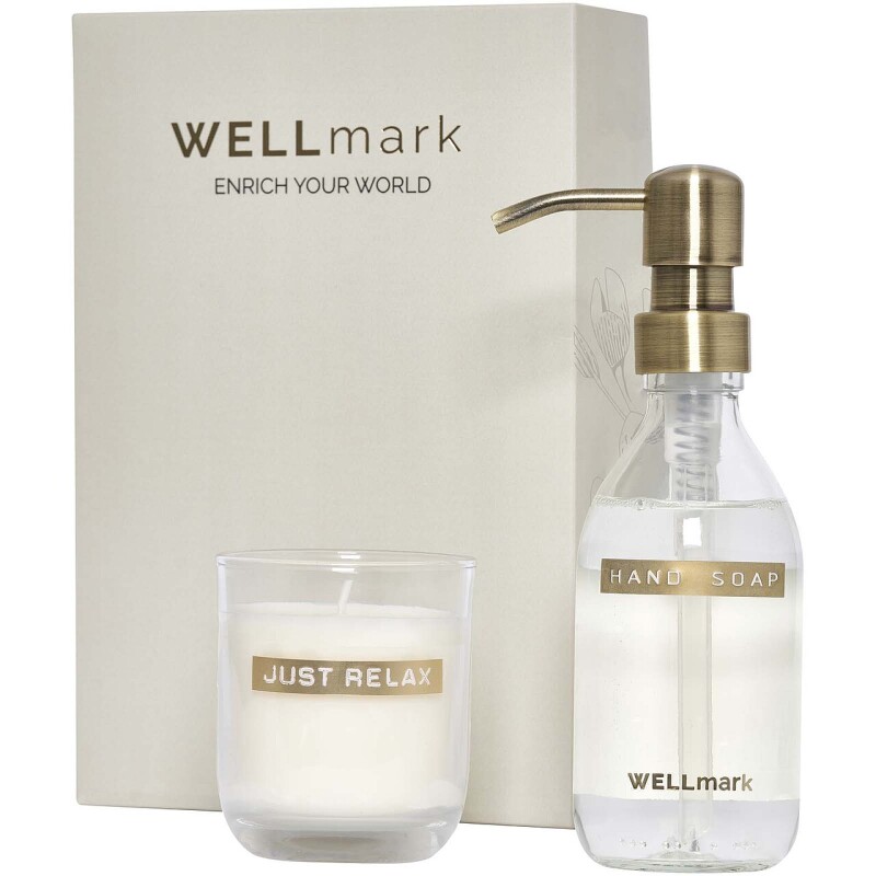 Wellmark Sada dávkovače mýdla 250 ml a svíčky 150 g, bílá