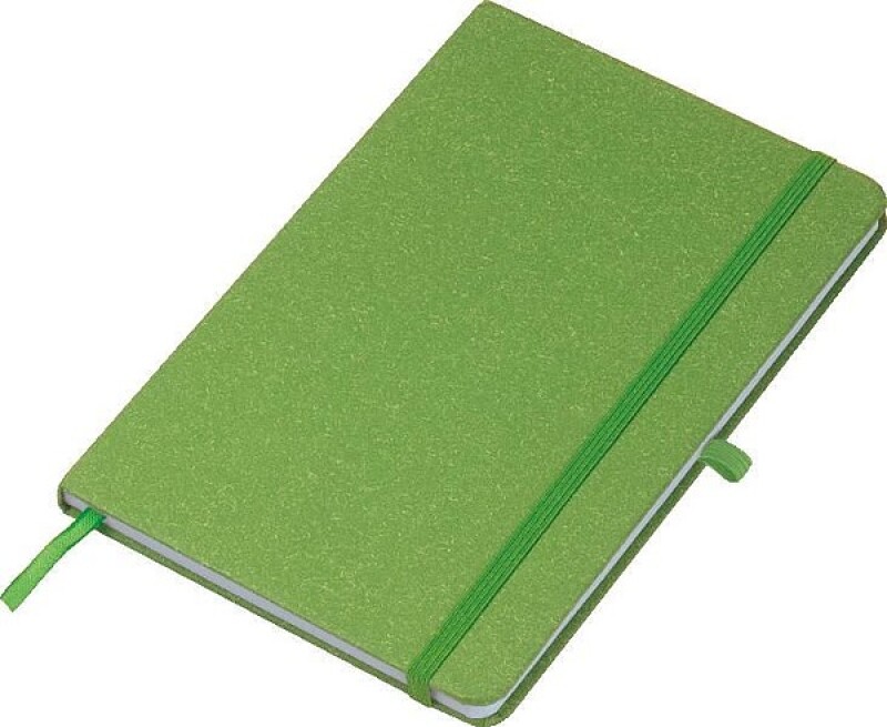MAKAR Zápisník A5 se záložkou do kartonu a elastickým zapínáním, zelená