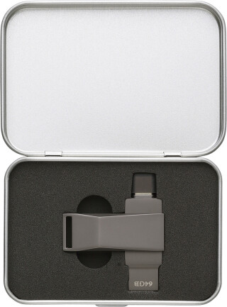 EKINOL Otočný USB 3.0 s USB-A a USB-C, 64 GB, gunmetal