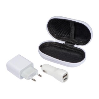 Cestovní sada typu USB + C v pouzdře, bílá