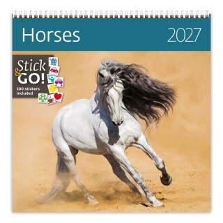 Nástěnný kalendář Horses 2027 včetně laše