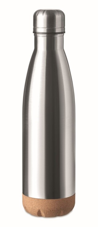 Dvoustěnná láhev s korkovým dnem, objem 500 ml, stříbrná