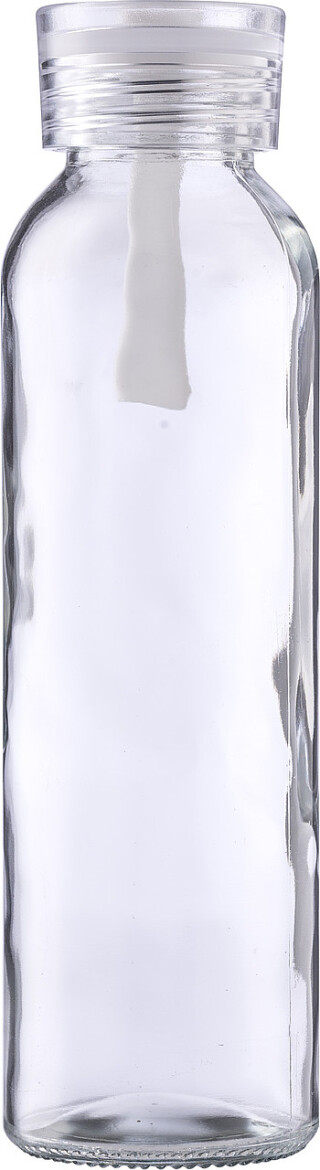 Skleněná láhev na pití, 500ml, s bílým víčkem