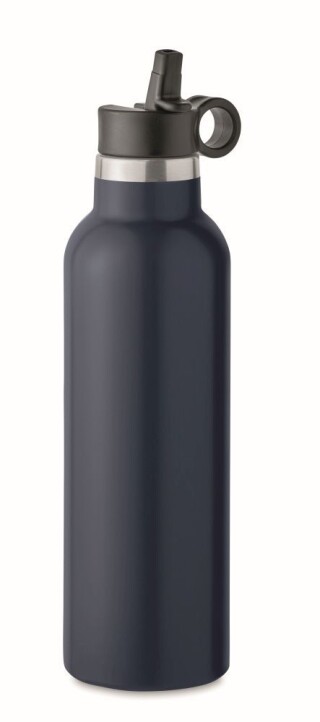 Dvoustěnná láhev na pití 700ml, s integrovaným brčkem, tmavě modrá