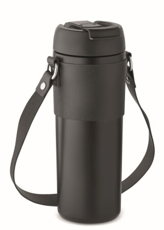 Dvoustěnný nerezový termohrnek s popruhem na rameno, 700ml