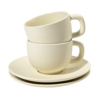 VANLION Sada 2 šálků a podšálků na cappuccino, béžová