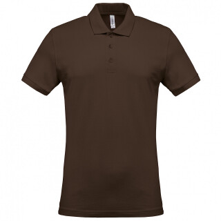 Pánské polotriko KARIBAN SHORT-SLEEVED PIQUÉ POLO SHIRT, tmavě hnědá, M