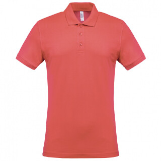 Pánské polotriko KARIBAN SHORT-SLEEVED PIQUÉ POLO SHIRT, korálově červená, 2XL