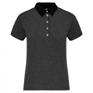 Dámské polotriko KARIBAN TWO-TONE JERSEY POLO SHIRT, tm.šedá/černá, L