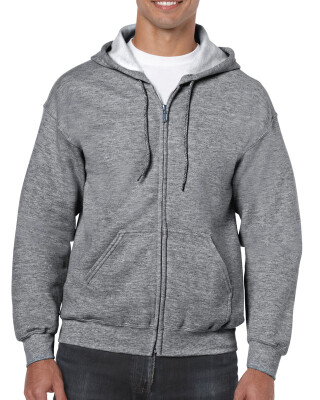 Pánská mikina GILDAN HEAVY BLEND ADULT FULL ZIP HOODED 271g, tmavě šedý melír, 3XL