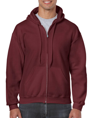 Pánská mikina GILDAN HEAVY BLEND ADULT FULL ZIP HOODED 271g, červenohnědá, L