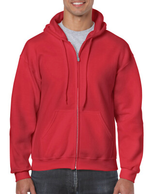 Pánská mikina GILDAN HEAVY BLEND ADULT FULL ZIP HOODED 271g, červená, M