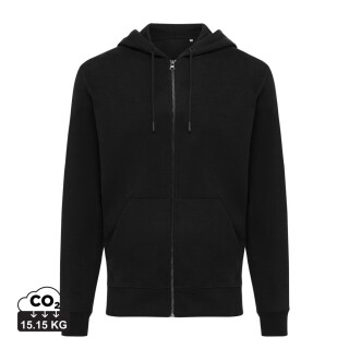 Mikina na zip s kapucí, recyklovaná bavlna, černá, 3XL