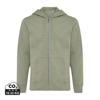 Mikina na zip s kapucí, recyklovaná bavlna, zelená, 3XL