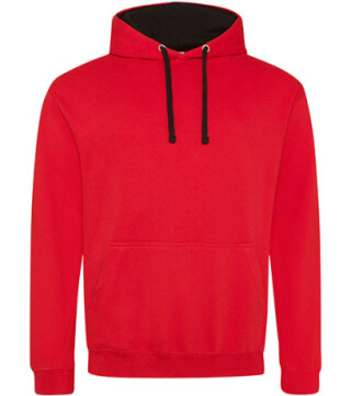 Unisex mikina s kapucí AWDIS VARSITY HOODIE, červená/černá, velikost XXL