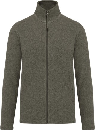 Pánská mikrofleecová mikina Kariban fleece jacket men, tmavě zelený melír, vel. XL