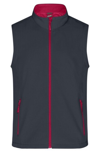 Pánská vesta James & Nicholson Promo softshell, tmavě šedá/červená, velikost 3XL