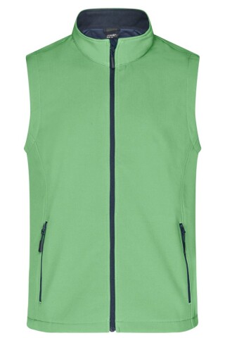Pánská vesta James & Nicholson Promo softshell, zelená/námořní modrá, velikost S