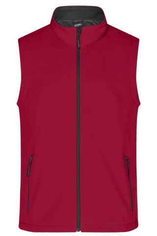 Pánská vesta James & Nicholson Promo softshell, červená/černá, velikost XXL