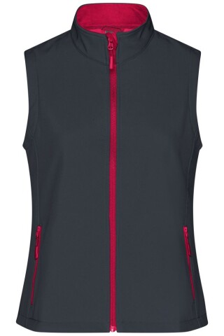 Dámská vesta James & Nicholson Promo softshell, tmavě šedá/červená, velikost M