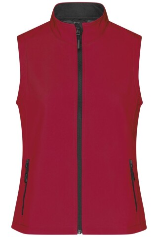 Dámská vesta James & Nicholson Promo softshell, červená/černá, velikost M