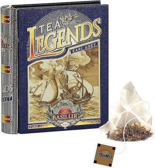 LEGETA Černé porcované čaje Basilur Legends Earl Grey, plech pyramidové sáčky 5 x 2 g