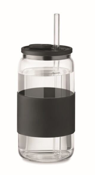 Borosilikátová sklenice 550ml s br, černá