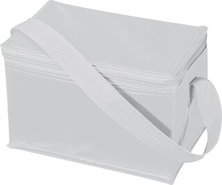 Chladící taška na 6 plechovek s popruhem, nylon, bílá