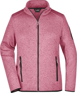 Dámská fleecová bunda James Nicholson knit fleece jacket women, růžová/bílá, vel. XL